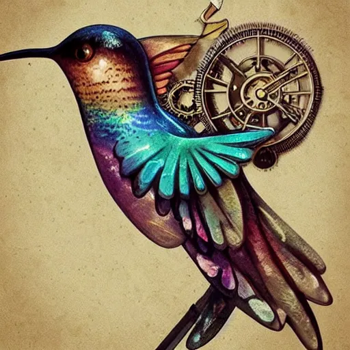 Prompt: steampunk!!!! Hummingbird