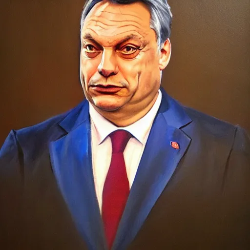Image similar to viktor orban after many beers, anatomically correct, oil painting, highly detailed