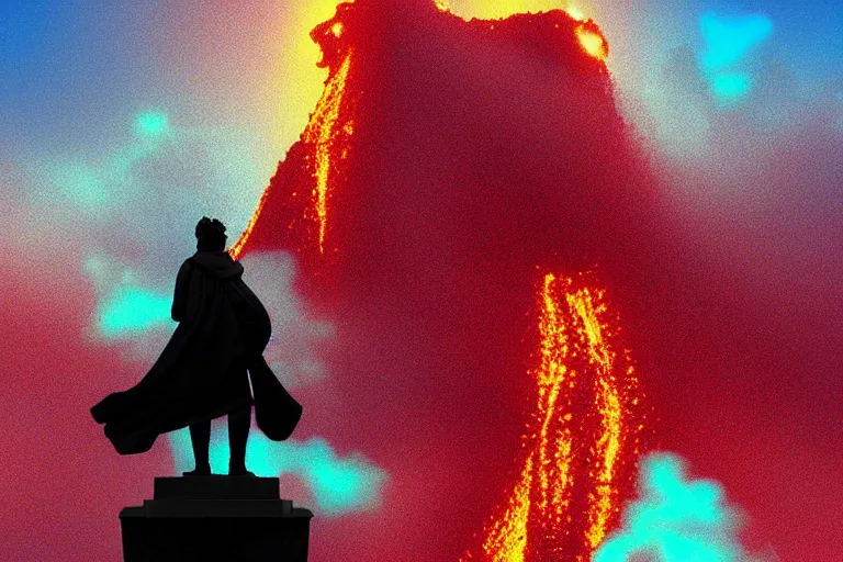 Prompt: a statue of volcano in front of a checkerboard background, high definition, digital art