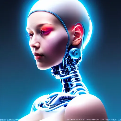 Image similar to a extremely detailed digital painting of a highly complex humanoid android woman with integrated cybernetic modifications, art by ilya kuvshinov, trending on cgsociety, computer art, ilya kuvshinov, artstation hd, artstation hq, photo realistic, hyperrealism, soft light, cinematography photo, ray tracing, unreal engine 5