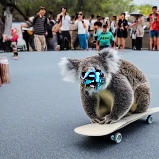 Image similar to photo of a Koala skateboarding in china