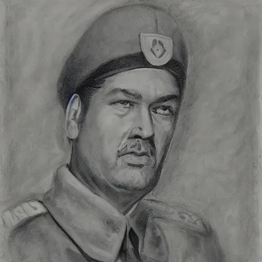 Prompt: Steven Seagal dressed as a soviet commander, realistic portrait.
