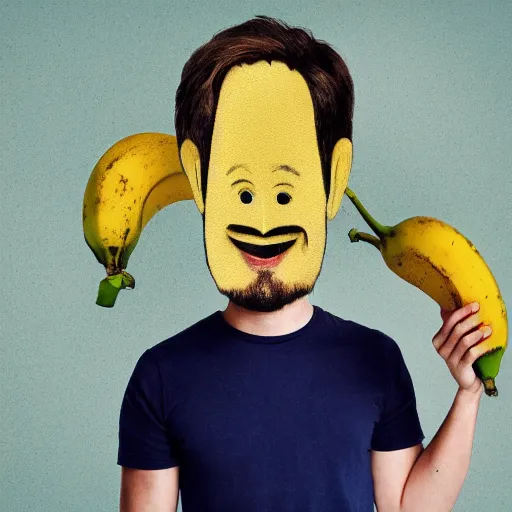 Image similar to man with a banana as a head