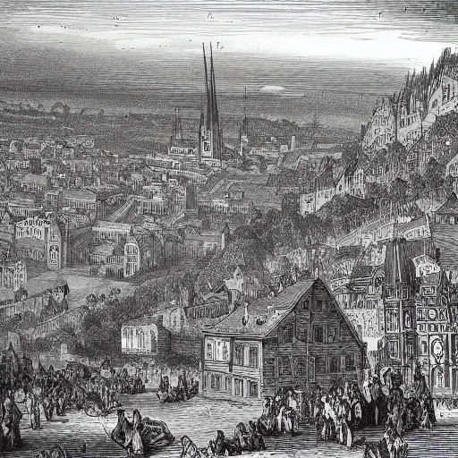 Image similar to The city of Mainz am Rhein, illustration by Gustave Doré