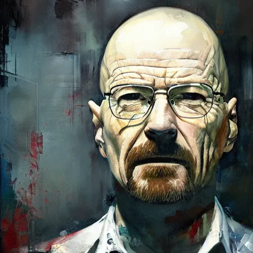 Image similar to walter white painted by jeremy mann