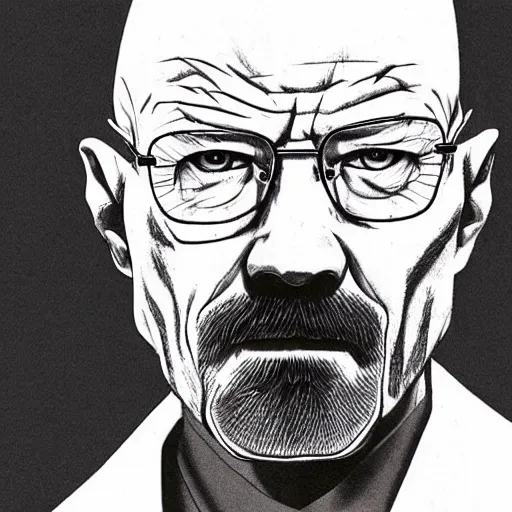 Image similar to Walter White, drawn by Hirohiko Araki, highly detailed