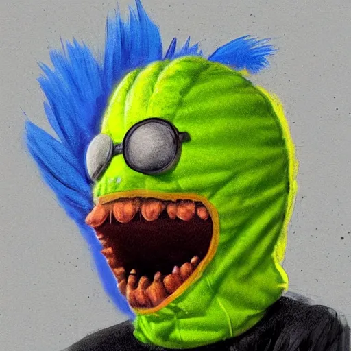 Image similar to a tennis ball monster wearing a balaclava, ski mask, angel wings, digital art, fantasy, magic, trending on artstation, ultra detailed, professional illustration by Basil Gogos