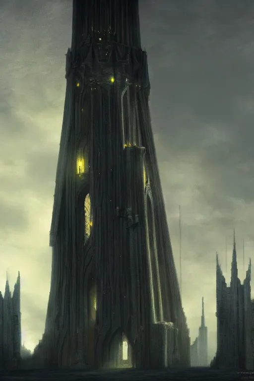 Prompt: Inside Orthanc Tower, evening, detailed matte painting, cinematic, Alan Lee, Artstation