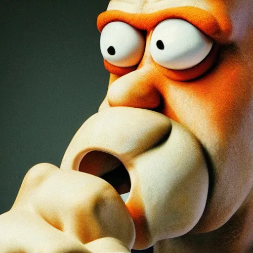 Prompt: Homer in real life scary and creepy 4K quality super realistic