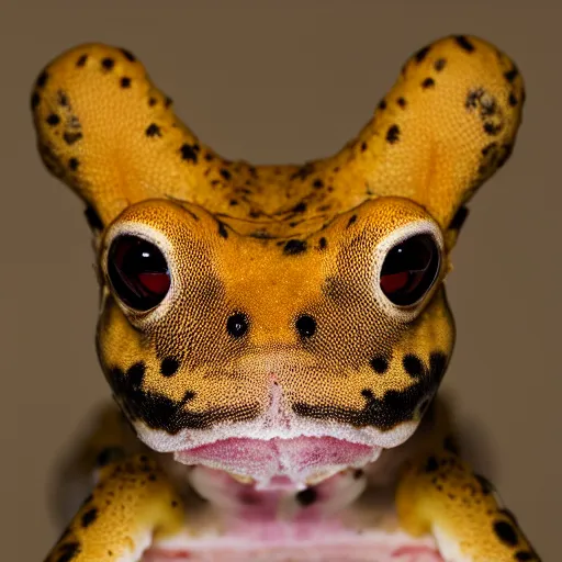 Image similar to a portrait photo of dog frog rabbit gecko, award winning photography, 5 0 mm