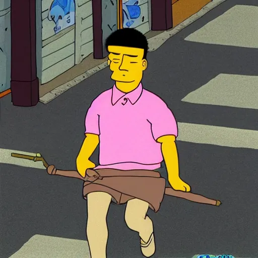 Prompt: chinese boy, simpsons style