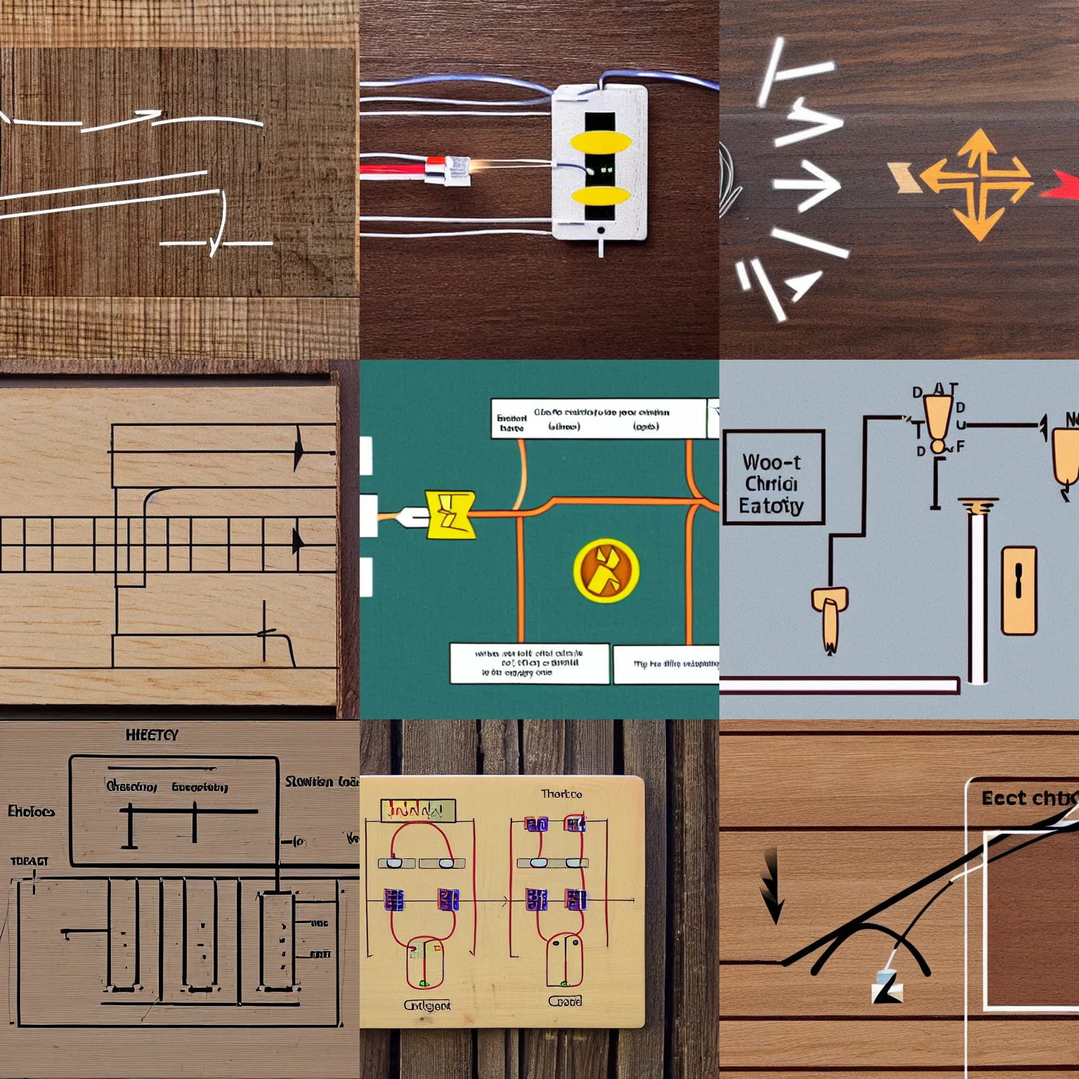 Prompt: a circuit diagram for checking whether a piece of wood conducts electricity