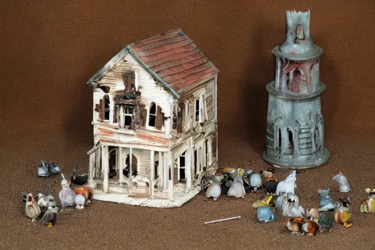 Image similar to photograph of a calico critter miniature toy haunted house