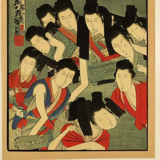 Image similar to Left 4 Dead 2 by Utagawa Kuniyoshi, woodblock print