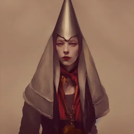 Image similar to a vampire wearing a conical dunce cap, ultra high detailed, oil painting, greg rutkowski, charlie bowater, yuumei, yanjun cheng, unreal 5, daz, hyperrealistic, octane render, rpg portrait, dynamic lighting