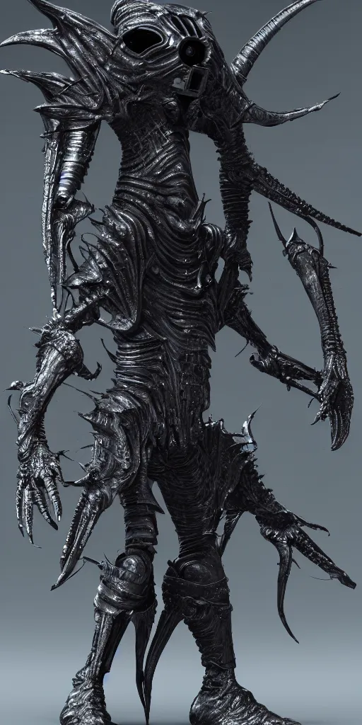 Prompt: futuristic alien with lasers eldenring boss. concept art, character sheet, fromsoftware, dark souls, eldenring, screenshot, extremely detailed, insanely detailed, realistic, zbrush, horror, bloodbourne, full body concept