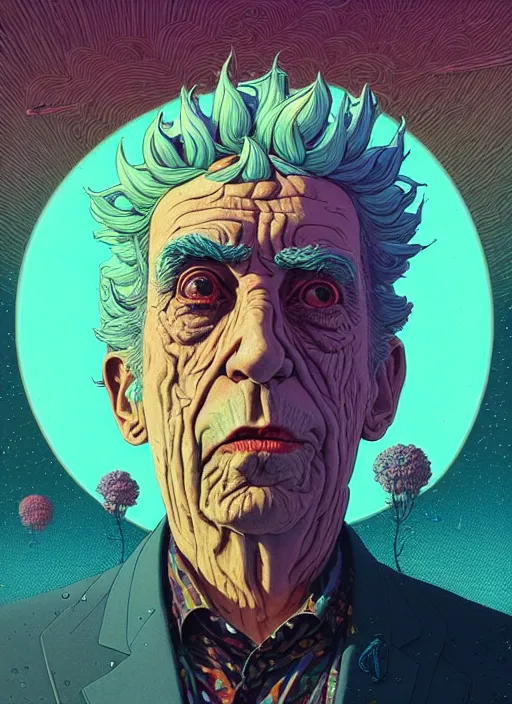 stunning portrait of rick sanchez, by victo ngai, | Stable Diffusion