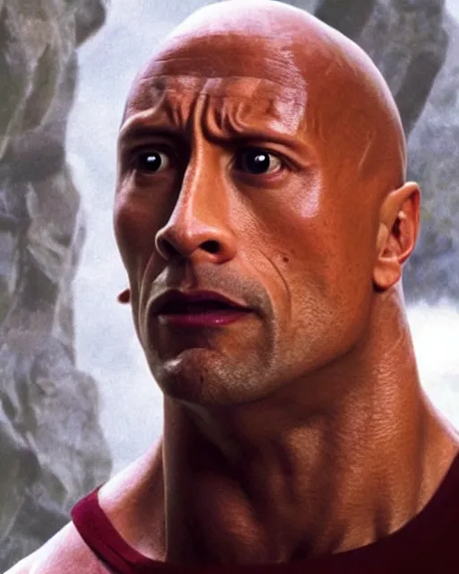 Prompt: film still close up shot of dwayne johnson in the movie harry potter and the philosopher's stone. photographic, photography