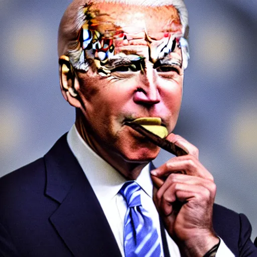 Image similar to a photo of joe biden with a cigar on his mouth