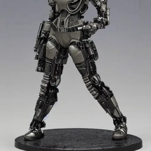 Image similar to cybernetic female supersoldier armed with laser rifle, intricate detail, royo, whealan,