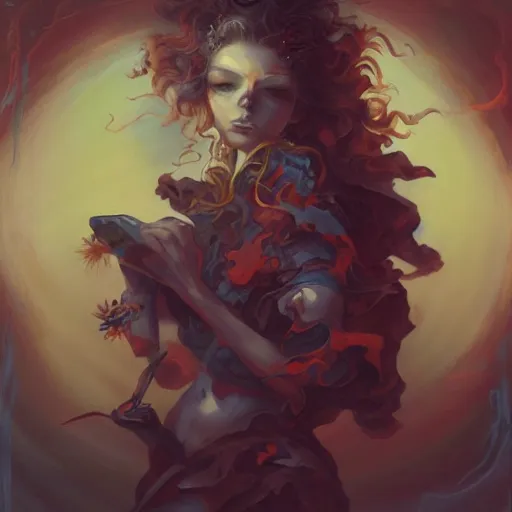 Image similar to a painting in the style of ayami kojima and in the style of peter mohrbacher.