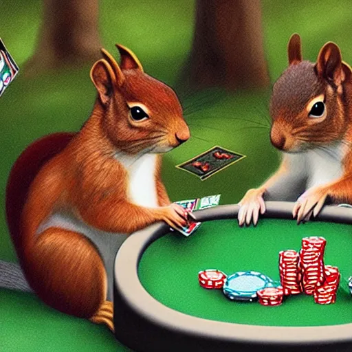 Image similar to a meeting of squirrels playing poker