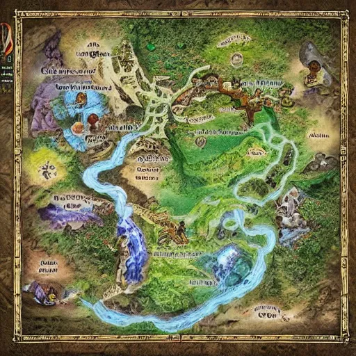 Image similar to fantasy d & d map. garden of eden