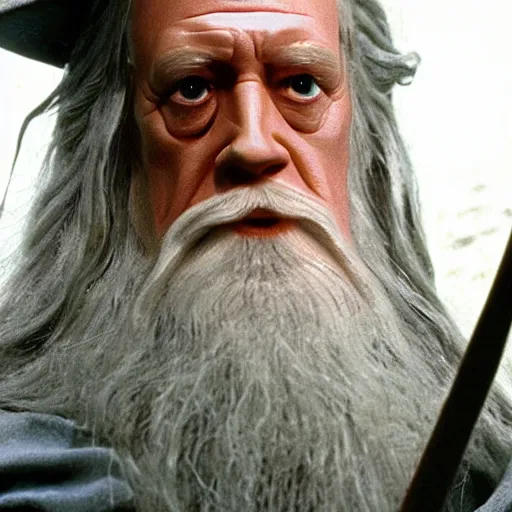 Image similar to A Still of Patrick McGoohan as Gandalf in The Lord of the Rings (2001), full-figure