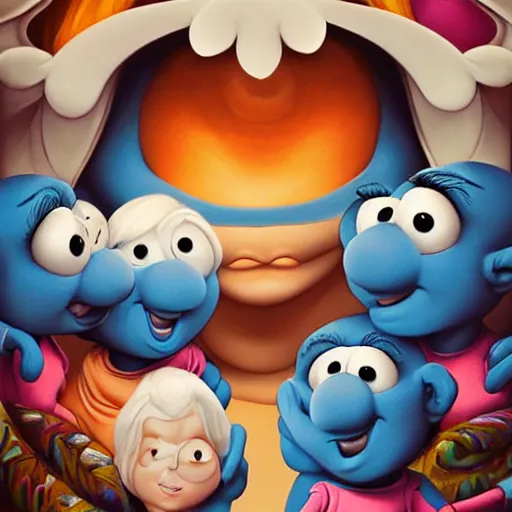 Prompt: smurfs portrait, Pixar style, by Tristan Eaton Stanley Artgerm and Tom Bagshaw.