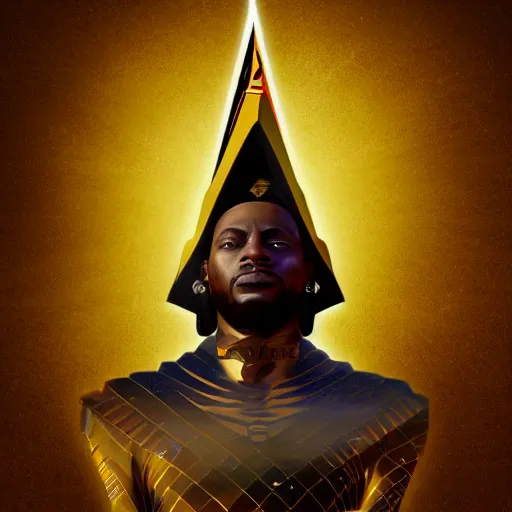 Image similar to gold african pyramid warrior rasta nike dunks sword sirius dogon tribal nile pharaoh jurgens digital art, golden ratio, art canvas, award winning, masterpiece artstation 8 k 1 5 0 mpx