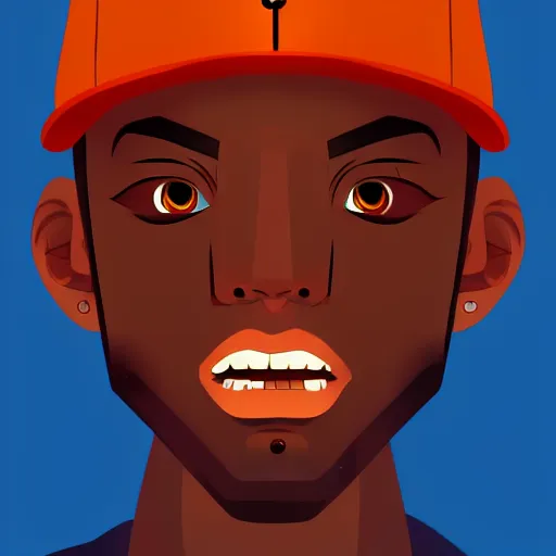 Image similar to 2 d character design, male rapper, vector art, digital art, portrait, 4 k, 8 k, sharp focus, smooth, illustration, concept art, music artist