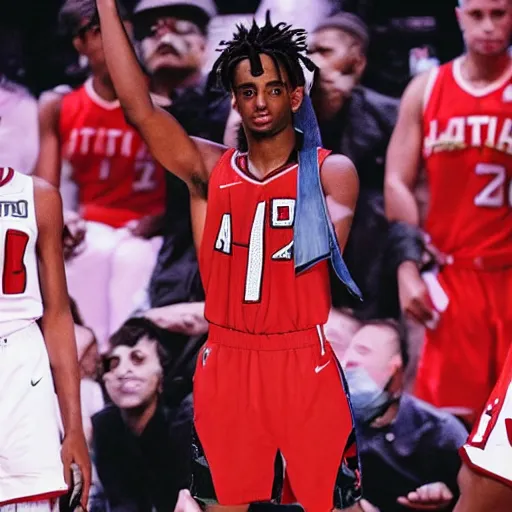 Prompt: playboi carti playing for the atlanta hawks