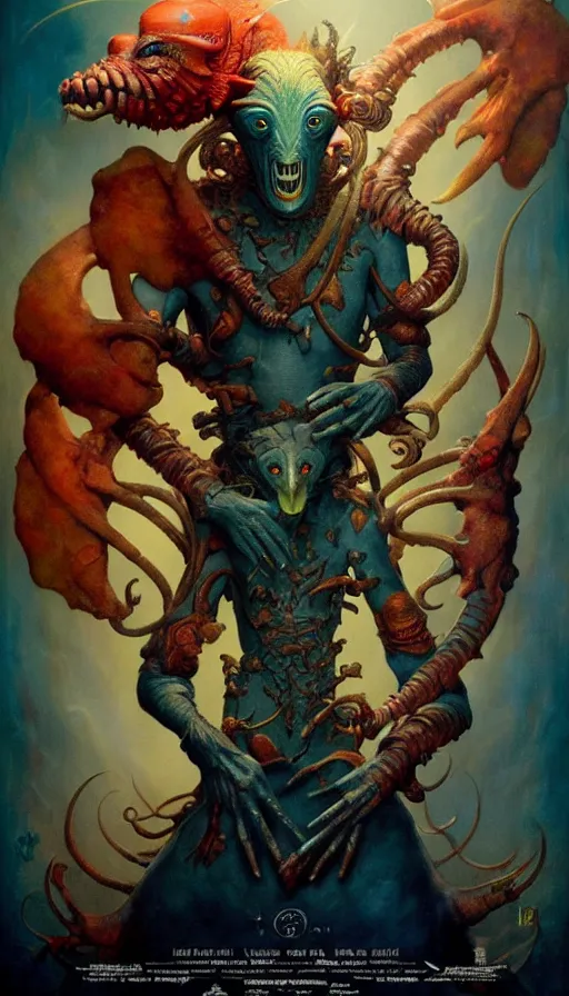 Image similar to exquisite imaginative imposing weird creature movie poster art humanoid colourful movie art by : : weta studio tom bagshaw james jean frank frazetta