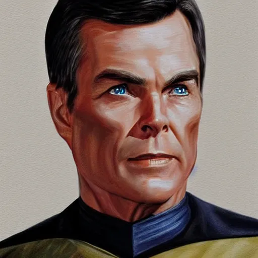 Image similar to captain pike from star trek. realistic concept art painting,