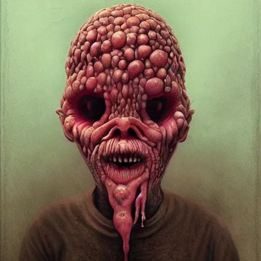 Image similar to a hyperrealistic brightly colored painting of a psychedelic nightmare, flesh, slime, by anton semenov and santiago caruso, highly detailed, vivid color,