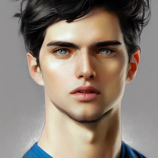 Prompt: ultra realistic illustration, a young man with black hair, in a checkered yellow shirt, with blue eyes, highly detailed, digital painting, artstation, concept art, smooth, sharp focus, illustration, art by artgerm and greg rutkowski and alphonse mucha