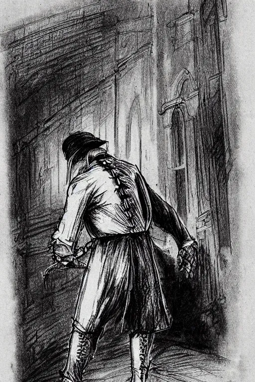 Prompt: a technical sketch of jack the ripper