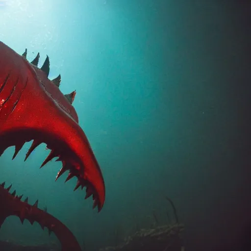 Prompt: underwater closeup of a demonic satanic shark in an abandoned aquarium, real life photography, horror, biological photo, fullbody, dynamic lighting, beautiful, scary, terror
