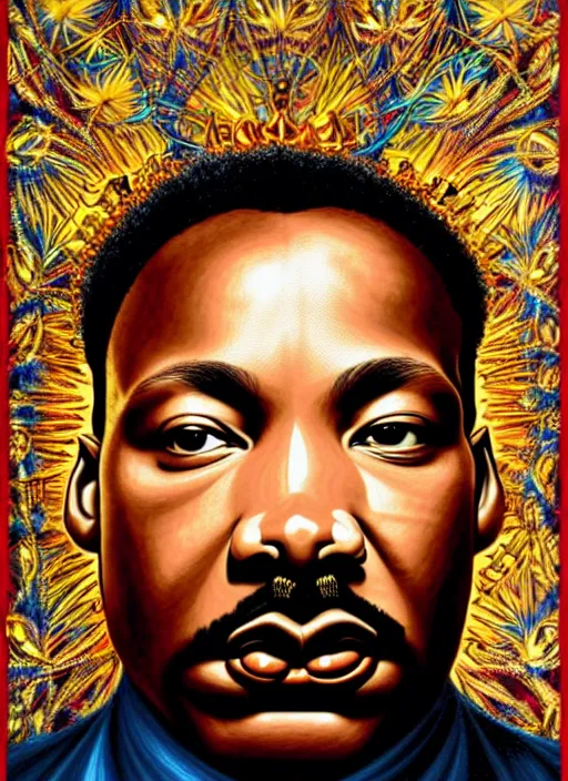 Prompt: : Martin Luther king fantasy, fantasy magic,  , intricate, sharp focus, illustration, highly detailed, digital painting, concept art, jahbu art and Paul lewin and kehinde wiley, masterpiece