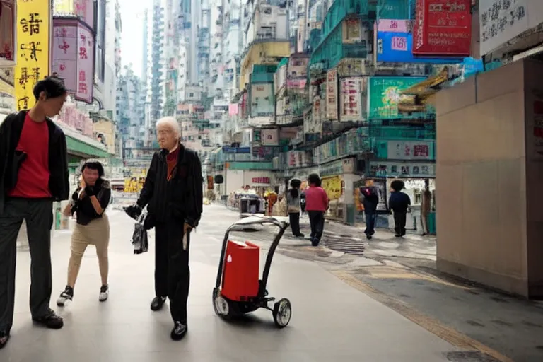 Image similar to robots helping elderly tourists in Hong Kong by Roger Deakins