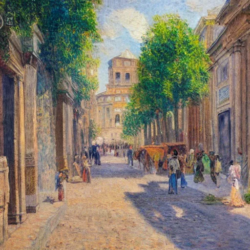 Image similar to impressionist painting of a city street in Ancient Rome