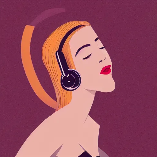 Image similar to an illustration of a beautiful woman listening to music by Anna Nikonova