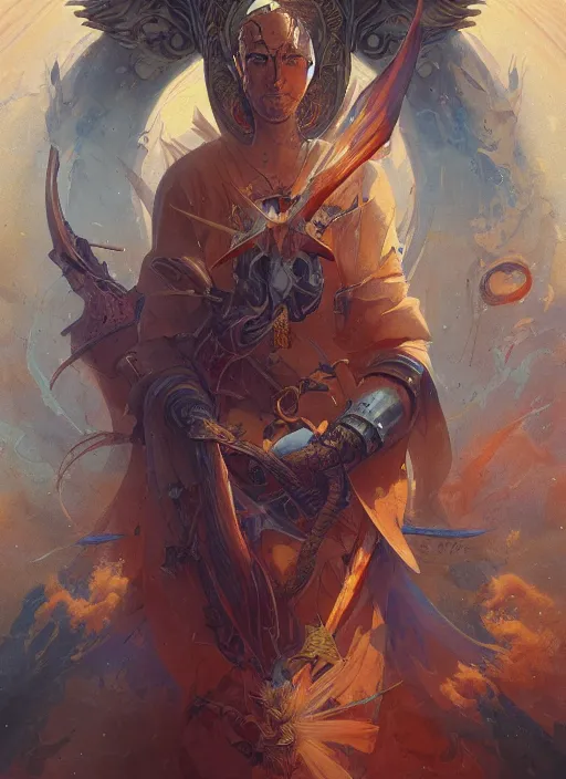 Image similar to hyper realistic photography portrait of medieval religious occult space angel koi fish cinematic, brom, moebius, peter mohrbacher, juan gimenez, james gurney, greg rutkowski comic cover artstation