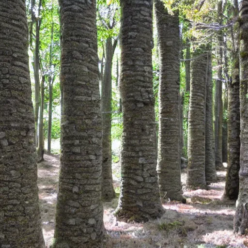 Image similar to a forest of trees made out of stone