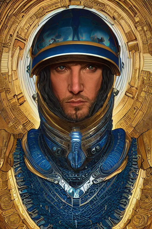 Prompt: realistic detailed photo of freman from Arrakis, blue eyes, woven armour with glass dome helmet, cooking a grizzly bear, intricate complexity, Behance, Alphonse Mucha, golden ratio, Kojima, Amano, Charlie Bowater rich deep colors