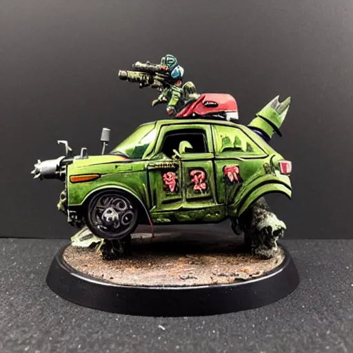 Image similar to Ork Looted 2001 Honda Civic, painted warhammer 40k miniature