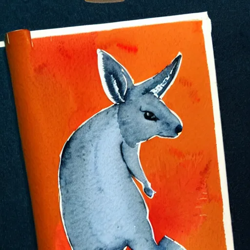 Image similar to watercolor sketch of a story book kangaroo in the style of soviet propaganda