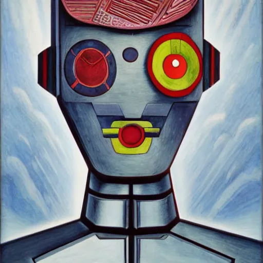 Prompt: the robot wearing her human mask, by kit williams and diego rivera, symbolist, dramatic lighting, elaborate geometric ornament, art brut, god rays, soft cool colors, smooth, sharp focus, extremely detailed