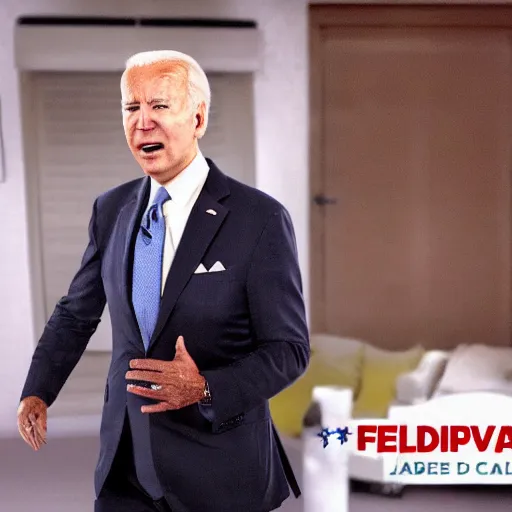 Prompt: television still of joe biden in a lifealert commercial