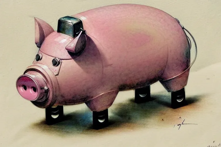 Prompt: ( ( ( ( ( 1 9 5 0 s retro future robot pig. muted colors. ) ) ) ) ) by jean - baptiste monge!!!!!!!!!!!!!!!!!!!!!!!!!!!!!!